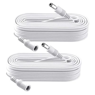Afbeelding van 2 stuks 10 m DC stroomverlengkabel, 5,5 mm x 2,1 stekker, stekker naar bus, 5 V 6 9 12 24 voor beveiligingscamera&#039;s, DVR, router, printer, ledstrip, wit