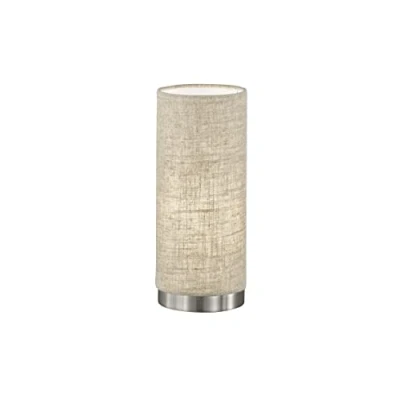 Afbeelding van Fischer &amp; Honsel THOR tafellamp 10 cm met lampenkap cilinder stof beige nikkel