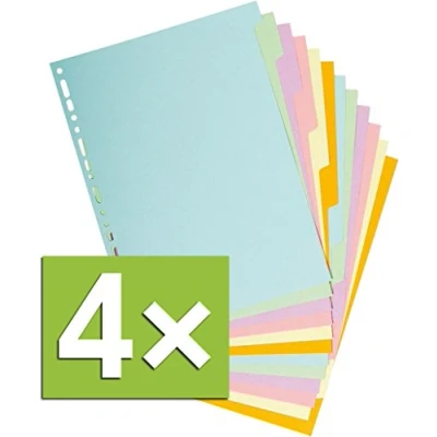 Afbeelding van Exacompta Recy.Kart. Pastel register A4 pastelkleuren, 4 stuks