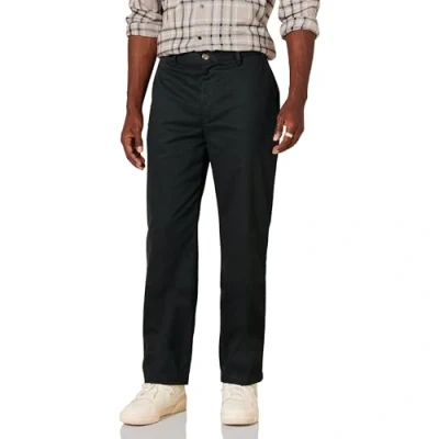 Image de Amazon Essentials Pantalon chino infroissable à devant plat pour homme (disponible en grande taille large), noir, 86,4 x 78,7 cm (l L)