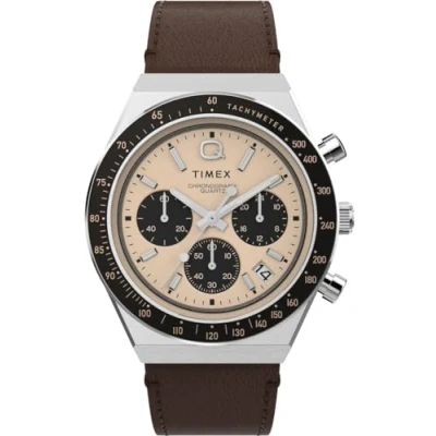 Afbeelding van Timex Q Diver Chrono TW2W51800 Horloge Leer Bruin Ø 40 mm