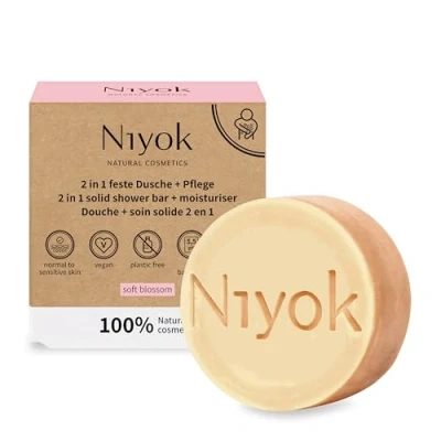 Afbeelding van Niyok Soft Blossom 2 in 1 Soapbar + Moisturiser 80G Bloemige Geur Hydraterend Plasticvrij