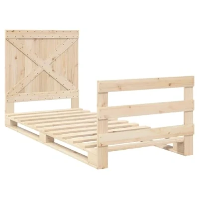 Afbeelding van vidaXL Bedframe met hoofdbord massief grenenhout 90x200 cm