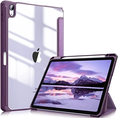 Afbeelding van Fintie Hybride hoes voor iPad Air 5e generatie 2022 / 4e 2020 10,9&quot; Schokbestendige beschermhoes Met harde transparante achterkant Paars