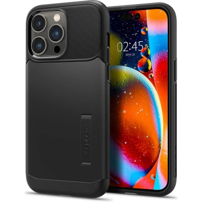 Afbeelding van Apple iPhone 14 Pro Hoesje Spigen Crystal Hybrid Serie Hard Kunststof Backcover Transparant / Zwart Geschikt Voor