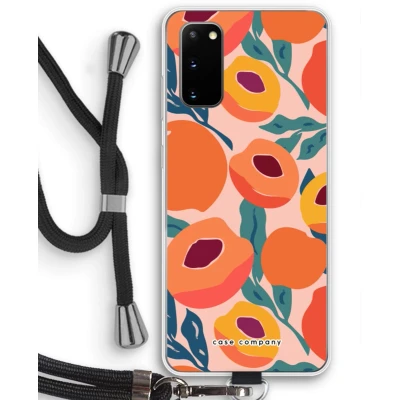 Afbeelding van Case Company® hoesje met Koord geschikt voor Samsung Galaxy S20 Perzik Telefoonhoesje Zwart Bescherming aan alle Kanten en Over de Schermrand