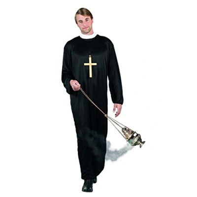 Afbeelding van Boland 83815 priester kostuum voor volwassenen maat M L Toga met kraag heilige kostuumset, carnaval, themafeest