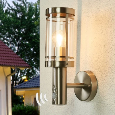 Afbeelding van Lindby Wandlampen buiten 1licht roestvrij staal, polycarbonaat H: 33.4 cm E27 helder