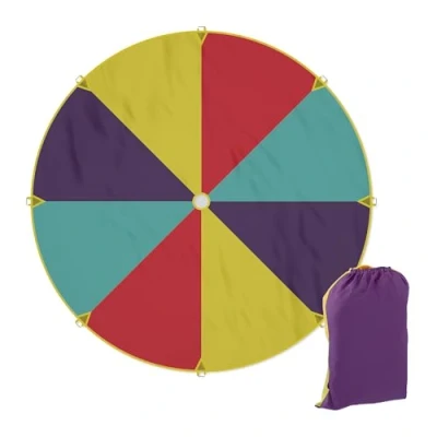Afbeelding van Relaxdays parachute spel kinderen Ø 350 cm 8 spelers dansdoek buiten