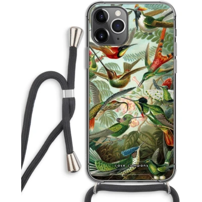 Afbeelding van Case Company® hoesje met Koord geschikt voor iPhone 11 Pro Haeckel Trochilidae Telefoonhoesje Zwart Extra Bescherming aan alle Kanten en Over de Schermrand