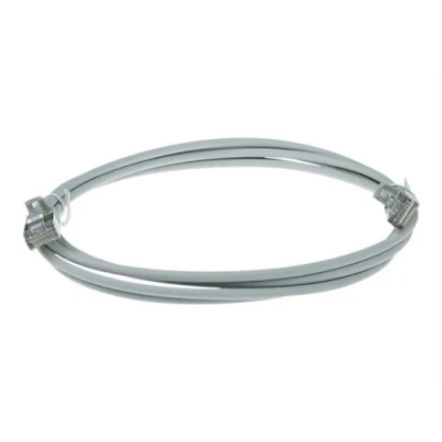 Image de ACT Cordon de raccordement RJ 45 (M) pour 1 m 3.8 mm U / FTP (Paire torsadée blindée) CAT 6a sans crochet, moulé, bloqué gris, RAL 7035