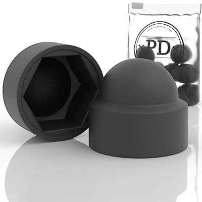 Afbeelding van PD® 50 stuks zeskantige beschermkappen M10 (sleutelbreedte 17) voor zwarte schroeven van kunststof duurzame moeren en schroefkop schroefdeksel zwart