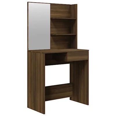 Afbeelding van vidaXL Kaptafel met spiegel, bruine eik, 74,5 x 40 141 cm