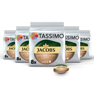 Image de Tassimo Café Jacobs Latte Macchiato Classico 8 dosettes Paquet de 5 (40 Boissons)
