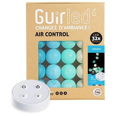 Afbeelding van Guirled Guirlande lumineuse boules coton LED USB Télécommande sans fil Veilleuse bébé 2h Adaptateur secteur double 2A inclus 4 intensités 32 3.2m Horizon