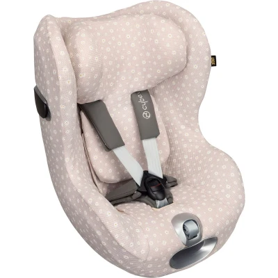 Afbeelding van Autostoelhoes Geschikt voor Cybex Sirona Z T Hoes Groep 0 1 Zacht Katoen Perfecte Pasvorm Roze daisy wafeltje