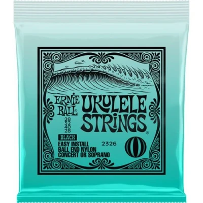 Image de Ernie Ball 2326 Jeu de cordes Ukulele concert/soprano nylon noir à boule 28 40