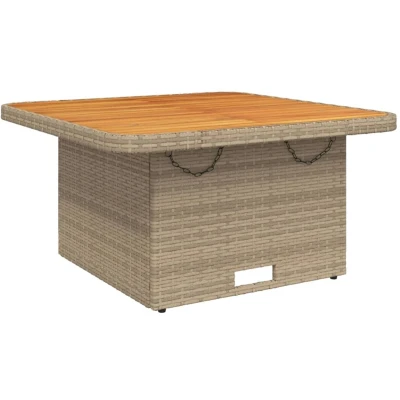 Afbeelding van Tuintafel 80x80x71 cm poly rattan en acaciahout beige
