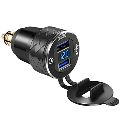 Afbeelding van iMESTOU Aluminium DIN Hella Mannelijk naar Dual USB Quick Charge Waterdicht voor Mobiele Telefoons