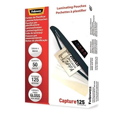Afbeelding van Fellowes Lamineerfolie, 125 micron, 54 x 86 mm, transparant