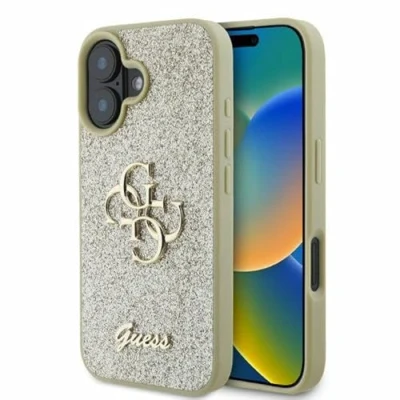 Afbeelding van Guess GUHCP16SHG4SGD iPhone 16 6.1&quot; goud/goud hardcase Fixed Glitter Big 4G