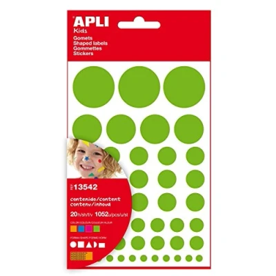 Afbeelding van Apli Kids Gekleurde Stickers 5 vormen Oranje Blauw Roze Groen