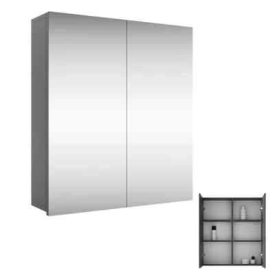 Afbeelding van Planetmöbel Merkur Badkamerkast, spiegelkast, breedte 60 cm, hangkast met spiegel, antraciet, zonder lamp, x 67 16 cm