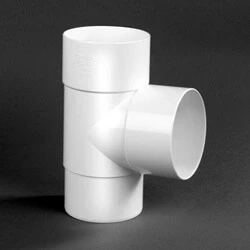 Afbeelding van HWA T stuk 90 graden wit, 80 mm (2 x mof / 1 verjongd