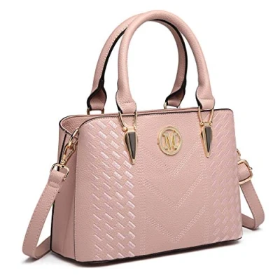 Afbeelding van Miss Lulu Handtas voor dames, schoudertas van kunstleer, modieus, drie kleuren, Roze