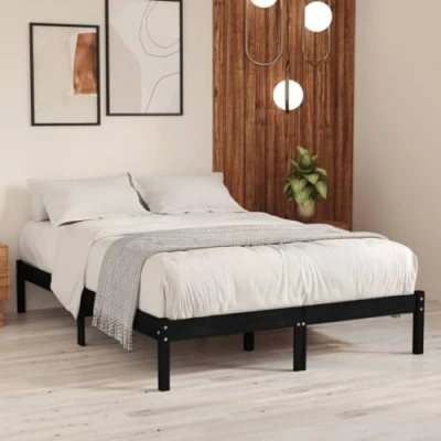 Afbeelding van Bedframe massief grenenhout zwart 140x190 cm