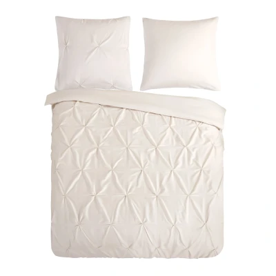 Afbeelding van Pure Dekbedovertrek &quot;luxe stiksel plooien&quot; Zand (200x200 cm) Microfiber