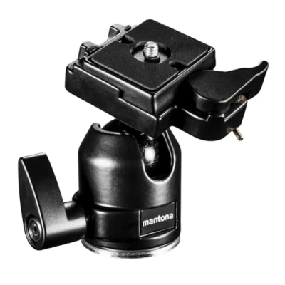 Afbeelding van Mantona Kogelkop voor Scout Statief (XL, maximale belasting ca. 6 kg, schroefdraad adapter 3/8 naar 1/4 &quot;en snelkoppelingsplaat, zwart
