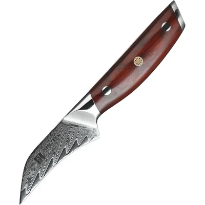 Afbeelding van Damascus Schilmes (67 lagen) Xinzuo B27 Yi Luxe &amp; Professioneel Vlijmscherp staal 18 cm Met lemmet van 7 Rozenhouten handvat