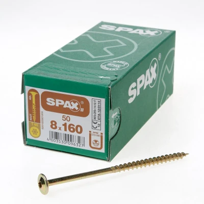 Afbeelding van Spax spaanplaatschroeven Tellerkop discuskop gebruineerd T40 8 x 160mm