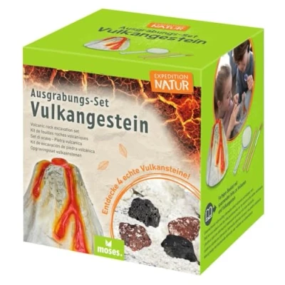 Afbeelding van moses. Expedition Nature Prehistorische vulkanische rotsen opgraafset voor kinderen, 4 echte stenen en aanvulkanische informatie over vulkanen, nieuwsgierige kinderen