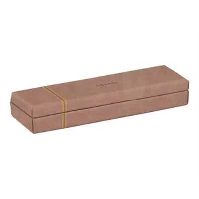 Image de RHODIA Rhodiarama Home Office Trousse 21 x 5,5 3 cm similicuir italien rosewood, couture de selle orange