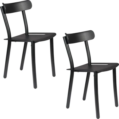 Afbeelding van Zuiver Friday Tuinstoelen Stapelbaar Zwart Set van 2