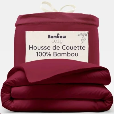 Afbeelding van Bamboe Dekbedovertrek 240 x 220 cm Ultrazacht Bourgondy Eco Dekbedhoes Luxe Beddengoed Hypoallergeen Puur viscose rayon Ultra ademende Stof Bambaw