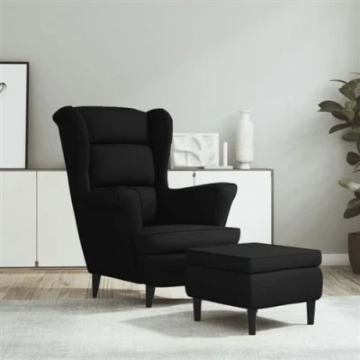 Afbeelding van vidaXL Fauteuil met voetenbank fluweel zwart
