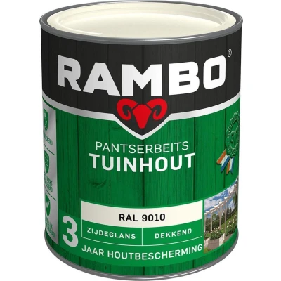 Afbeelding van Rambo Pantserbeits Tuinhout Dekkend Zijdeglans RAL 9010 0,75 liter