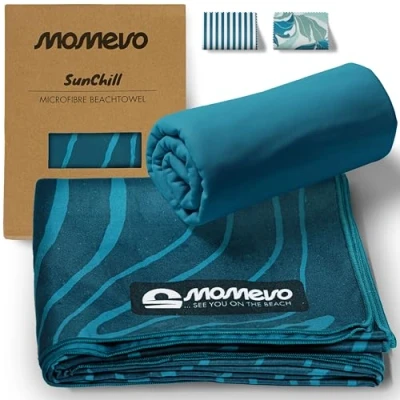Afbeelding van Momevo SunChill OceanDrift compacte microvezelhanddoek voor sport, reizen, strand, sneldrogend, licht, fitness, sauna