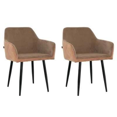Afbeelding van Lina® Tony Eetkamerstoel Bruin Set van 2 Ribstof