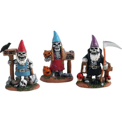 Afbeelding van Lemax Skeleton Garden Gnomes, Set Of 3 Kersthuisjes &amp; Kerstdorpen