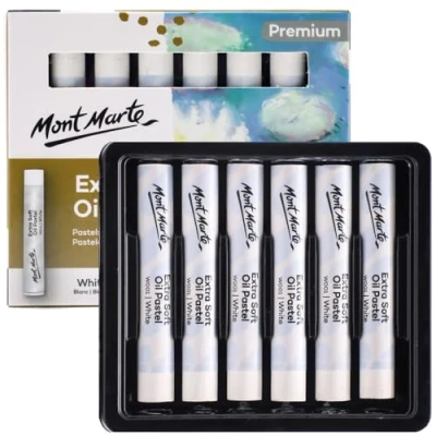 Afbeelding van MONT MARTE Set van 6 extra zachte oliepastels, premium pastelkleuren met natuurlijke olie, levendig, boterachtig, veelzijdig voor mengen, gelaagd en schaduw, kleuren
