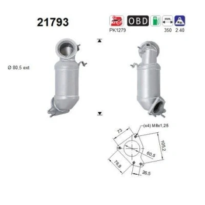 Afbeelding van AS 21793 Katalysator Euro5/Euro6 350