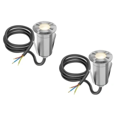 Afbeelding van ledscom.de 2 stuks GLOX led inbouwlampen voor buiten, IP67, aluminium, rond, 33 mm Ø, warm wit, mat