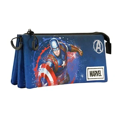 Afbeelding van Marvel Captain America Full pennenetui, Triple FAN, Blauw, Talla única, drievoudige FAN Full, Drievoudig pennenetui
