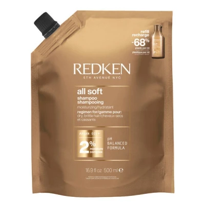 Afbeelding van Redken Haircare All Soft Refill Pouch Shampoo 500ml Voor Alle Haartypen