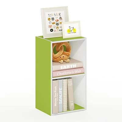 Afbeelding van Furinno Pasir Open boekenkast met 2 verdiepingen, groen/wit