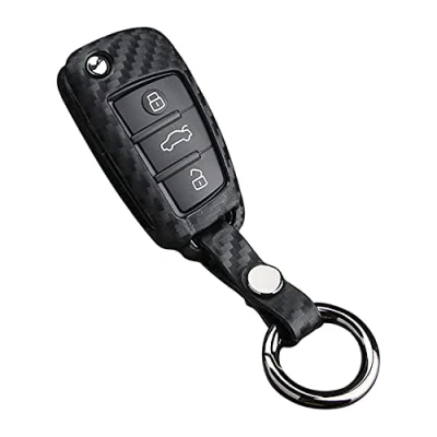 Afbeelding van M.JVisun Zachte siliconen rubberen Sleutelhanger voor Audi A1 A3 A4 A6 A8 Quattro Q2 Q3 Q7 R8 RS3 RS6 S3 S6 TT TTS Vouwen Autosleutel Zwart Ronde